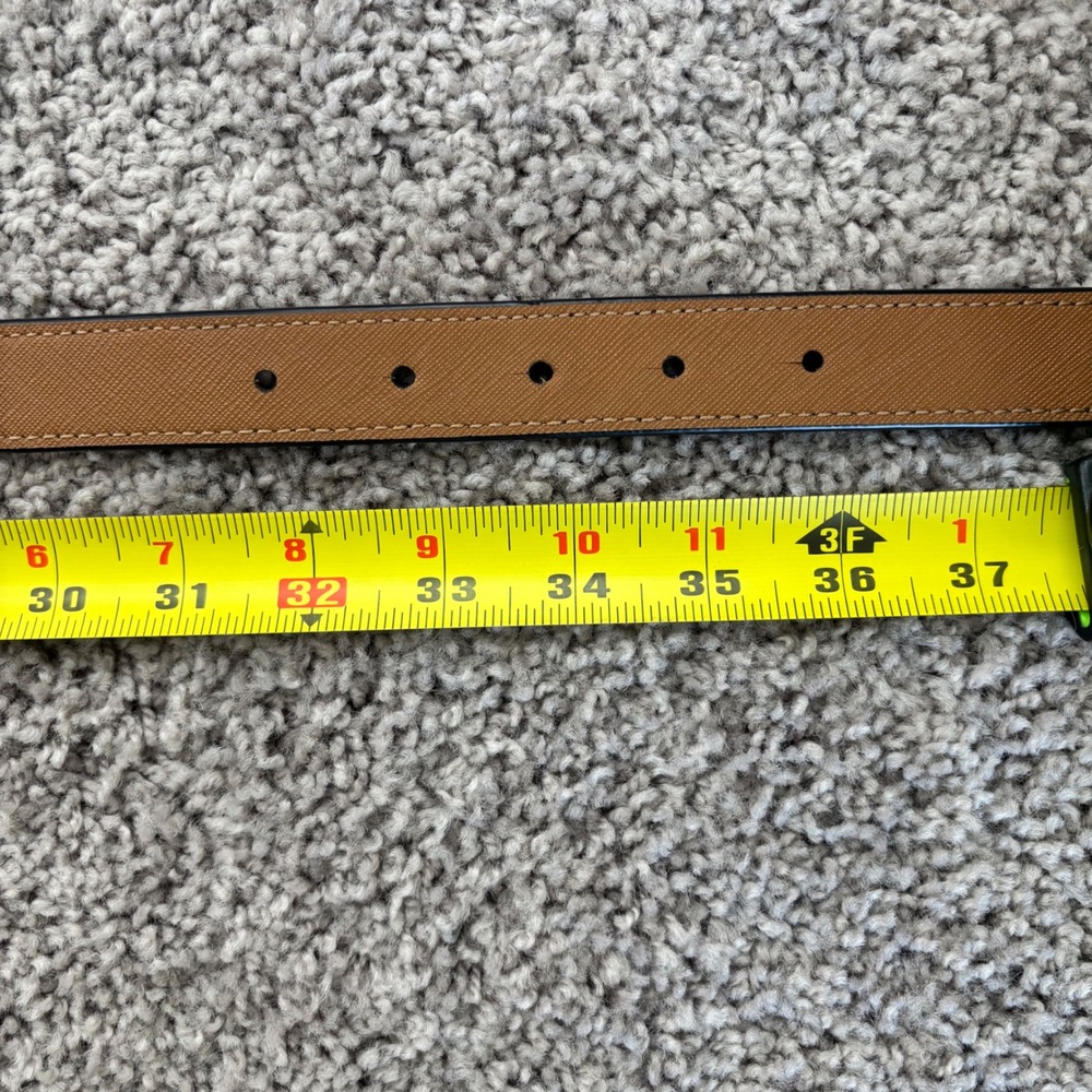 2 in 1 Tory Burch Reversible Leather Belt Black Cognac Gold Logo Buckle 1 Inch - Picture 5 of 5